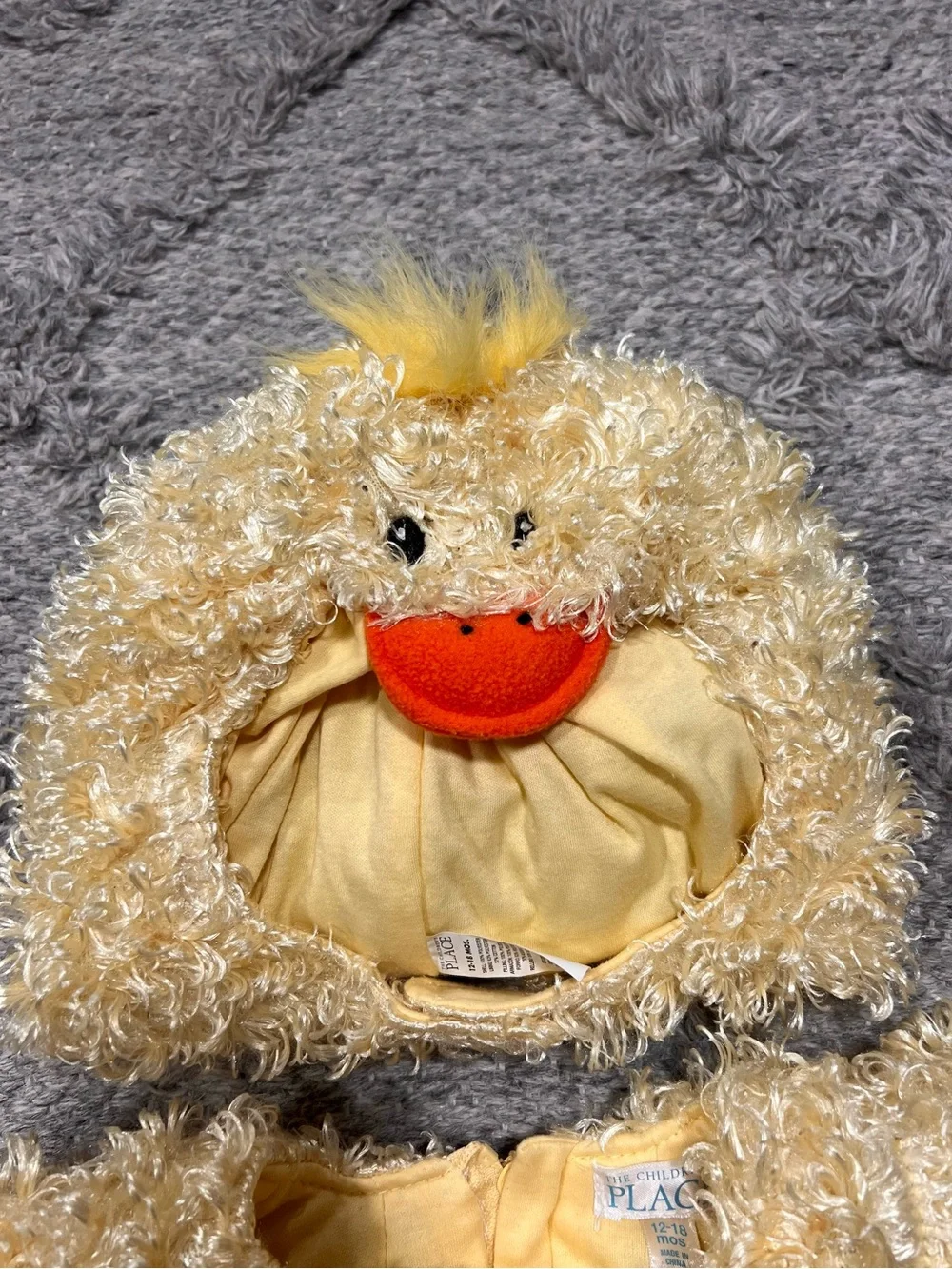 The Children’s Place Duck Chick Costume 12-18M Yellow Plush Halloween Baby